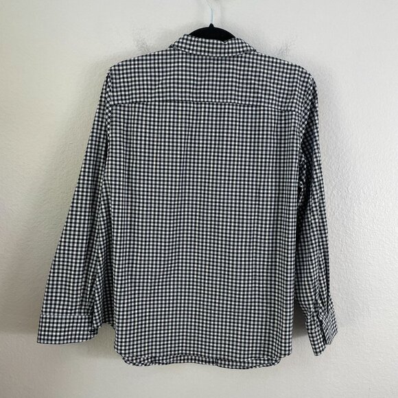 Talbots Woman 16W Petites Wrinkle Resistant Button Up Shirt Black White Gingham - Picture 10 of 10